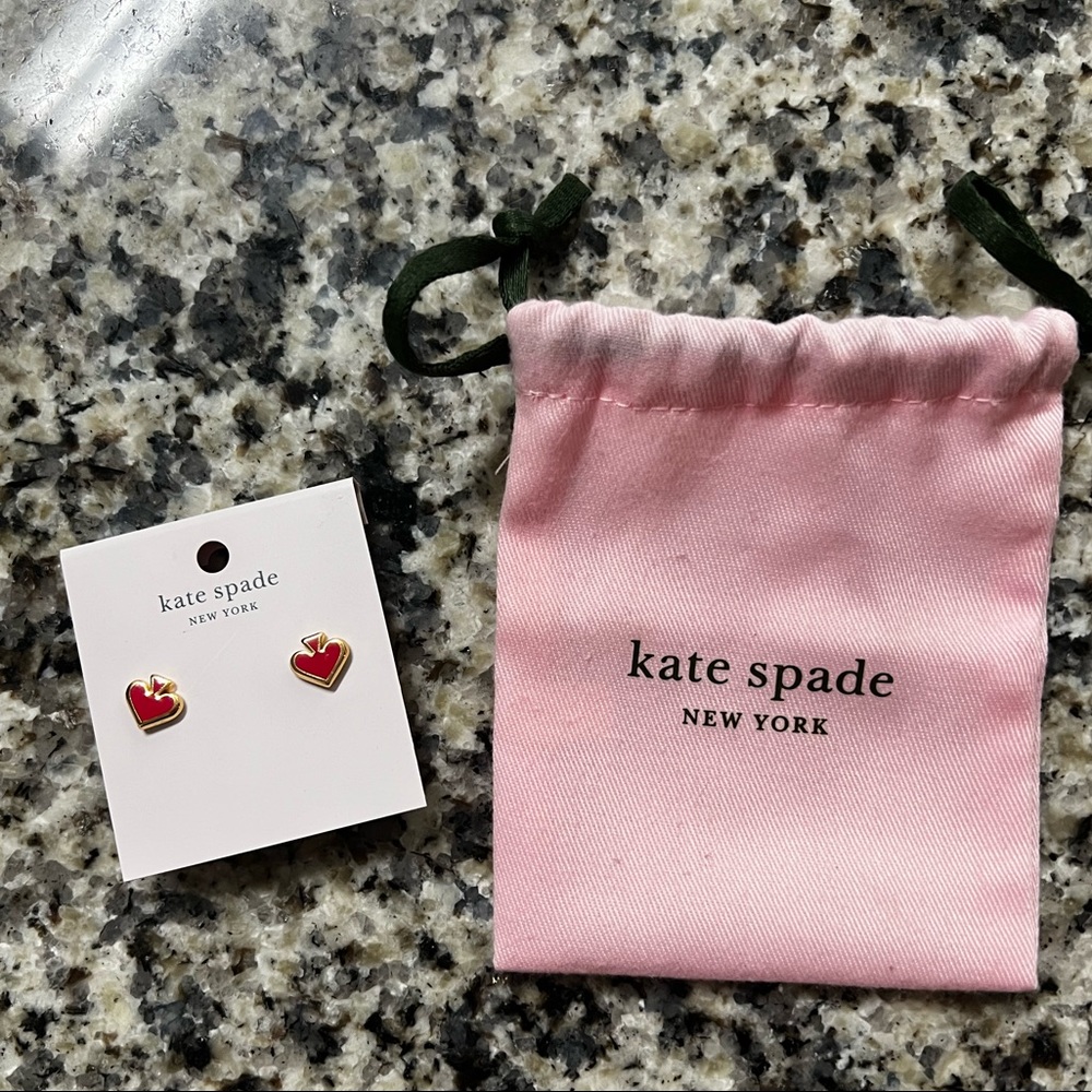 Kate Spade red and gold spade earrings
